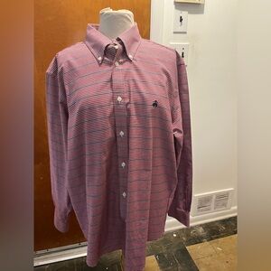 Brooks Brothers Men’s button down long sleeve Red and Blue Checkered Shirt. EUC